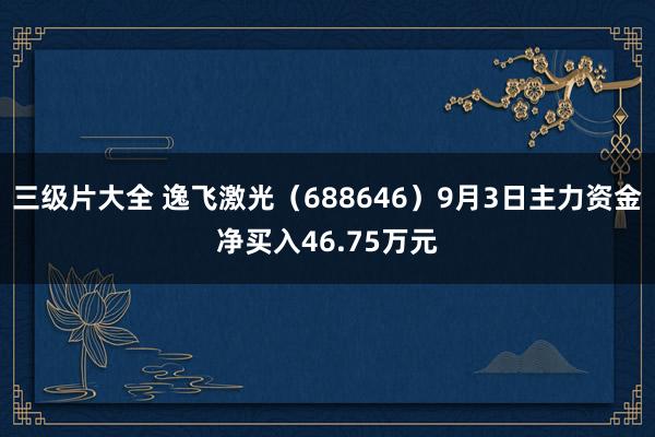 三级片大全 逸飞激光（688646）9月3日主力资金净买入46.75万元