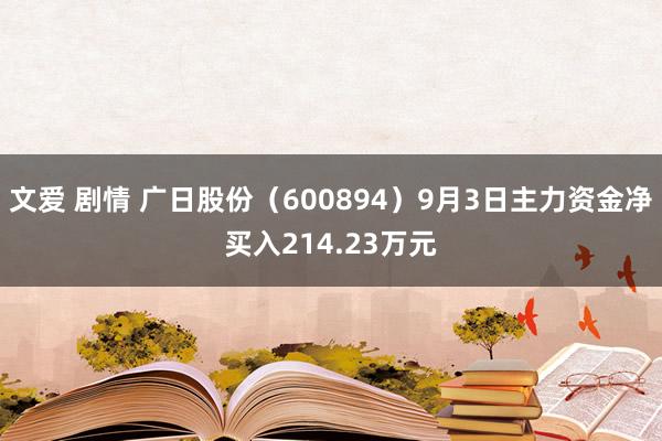 文爱 剧情 广日股份（600894）9月3日主力资金净买入214.23万元