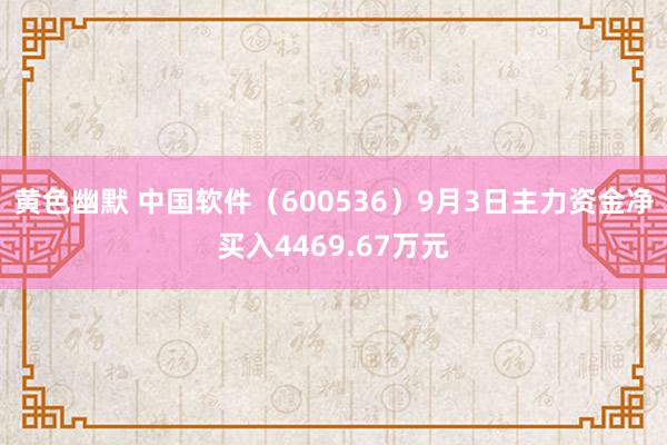 黄色幽默 中国软件（600536）9月3日主力资金净买入4469.67万元